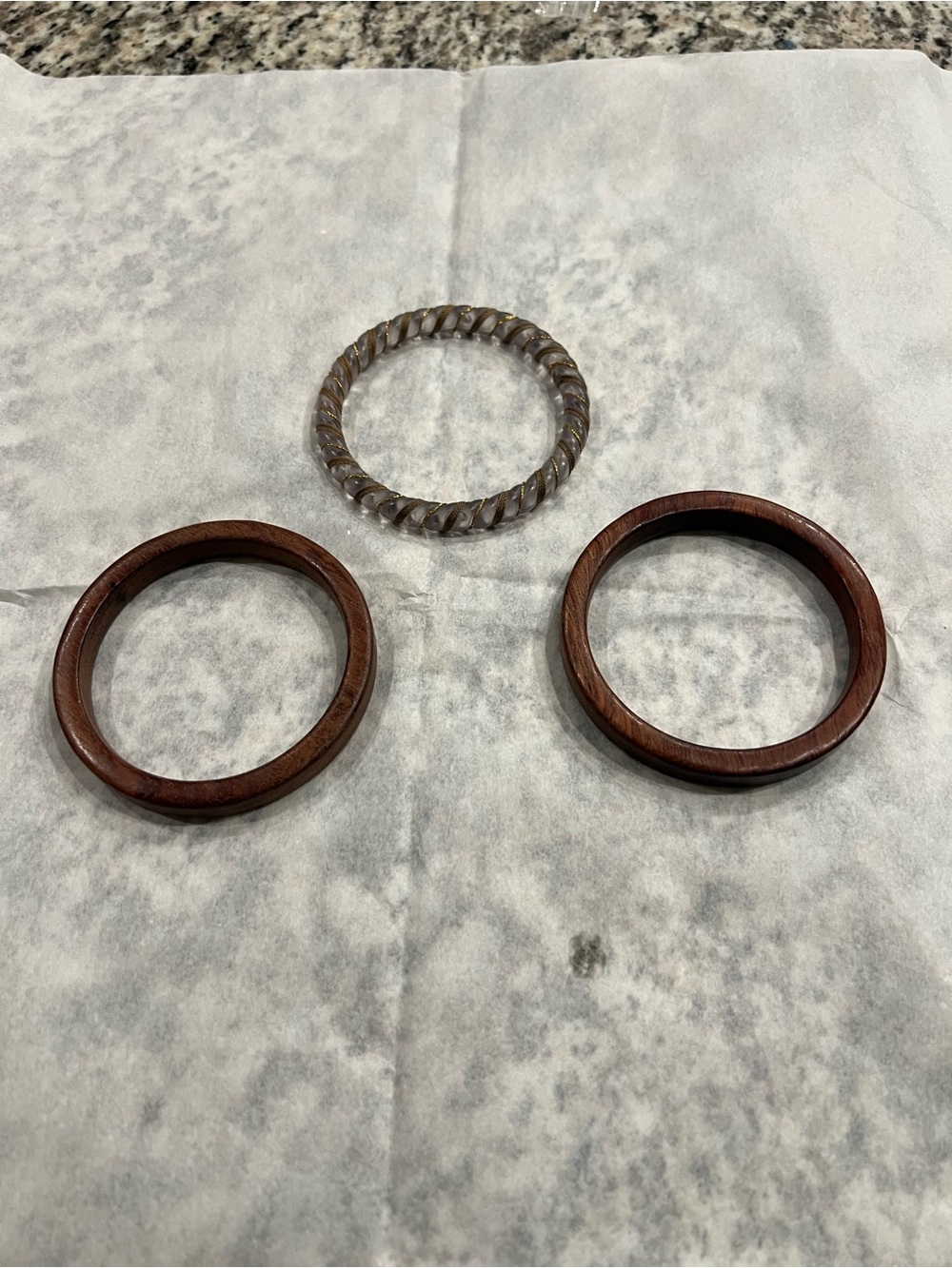 Set of Three Bangle Bracelets - Wood and Tortoiseshell